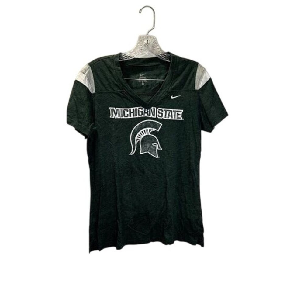 Women's Nike Green Michigan‎ State Spartans Graphics V-Neck Tee T-Shirt